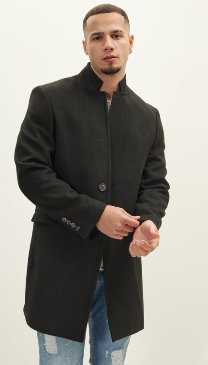 Wool Blend Peacoat - Black - Ron Tomson