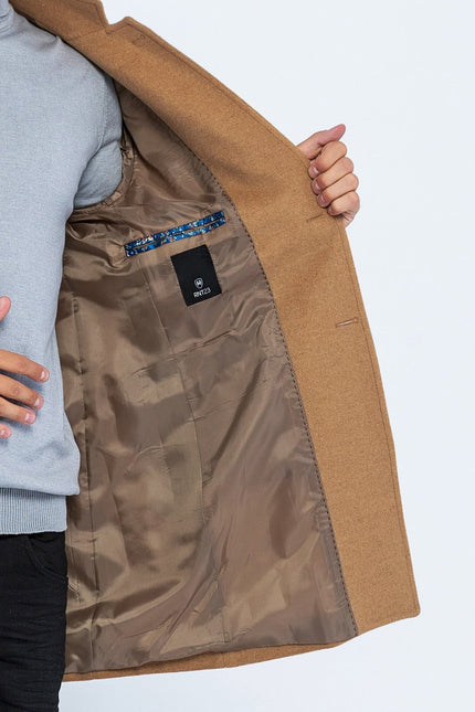 Wool Blend Peacoat - Camel - Ron Tomson