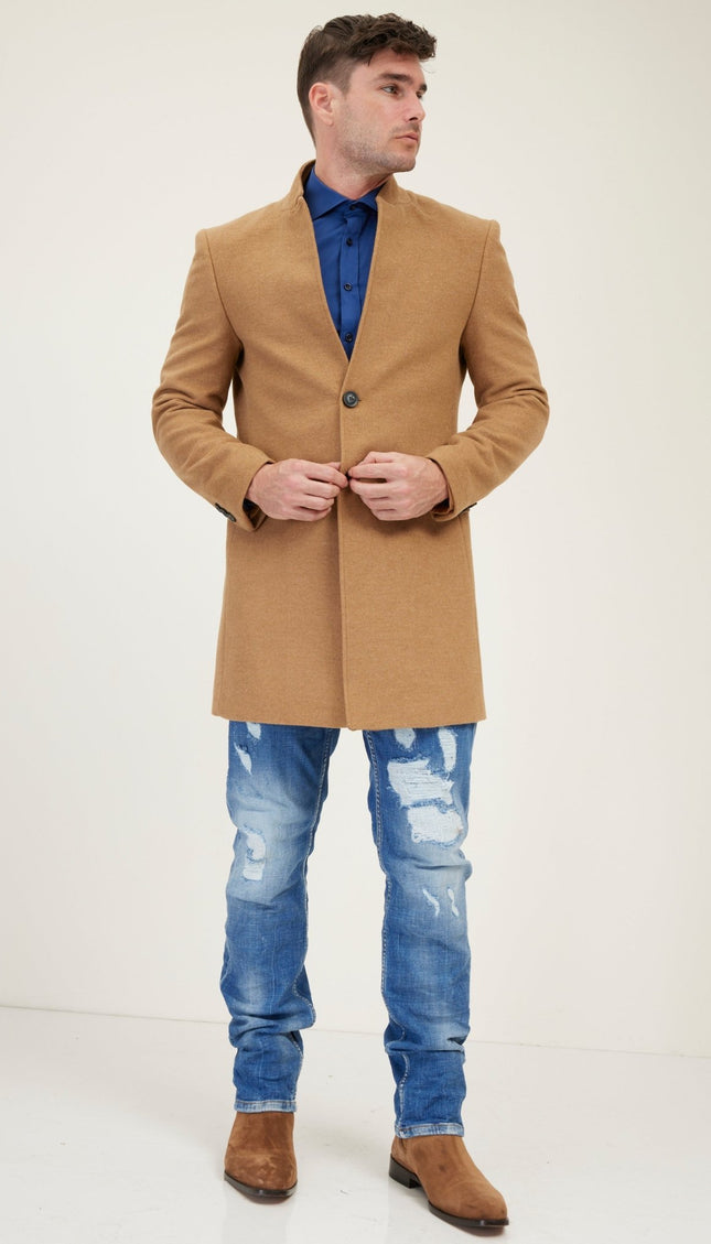 Wool Blend Peacoat - Camel - Ron Tomson