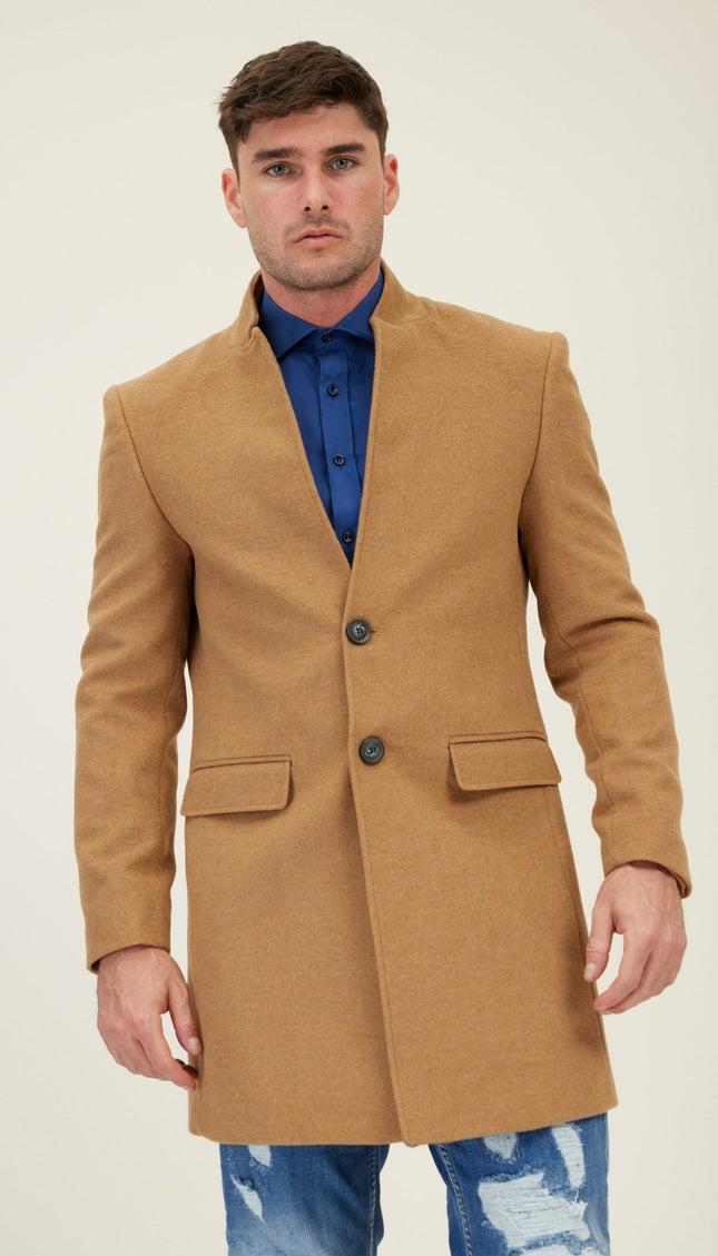 Wool Blend Peacoat - Camel - Ron Tomson