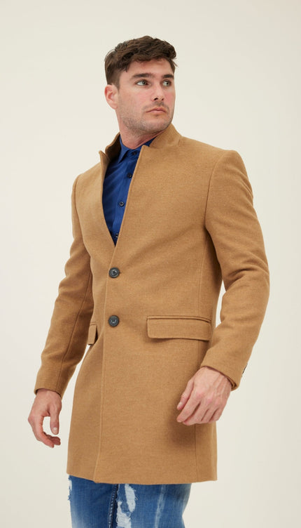 Wool Blend Peacoat - Camel - Ron Tomson
