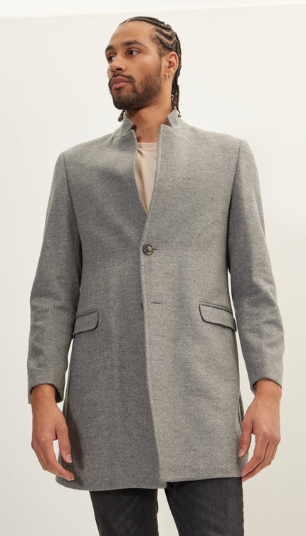 Wool Blend Peacoat - Grey - Ron Tomson