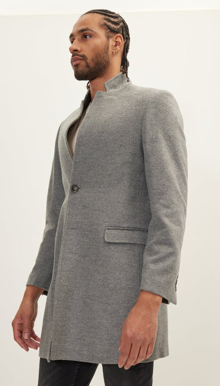 Wool Blend Peacoat - Grey - Ron Tomson