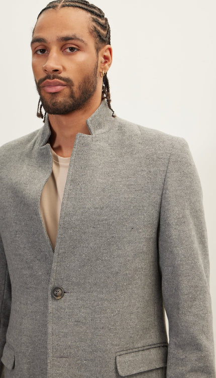 Wool Blend Peacoat - Grey - Ron Tomson