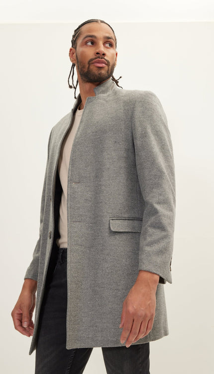 Wool Blend Peacoat - Grey - Ron Tomson