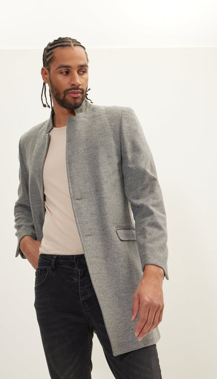 Wool Blend Peacoat - Grey - Ron Tomson