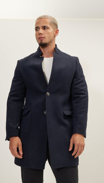 Wool Blend Peacoat - Navy - Ron Tomson