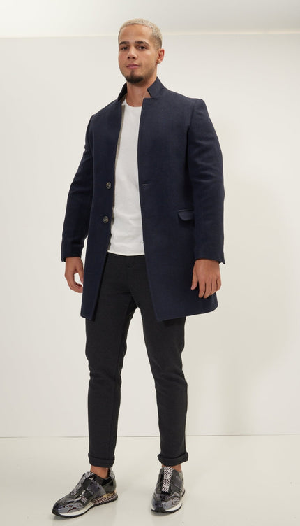 Wool Blend Peacoat - Navy - Ron Tomson