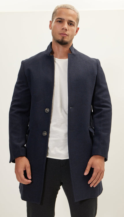 Wool Blend Peacoat - Navy - Ron Tomson