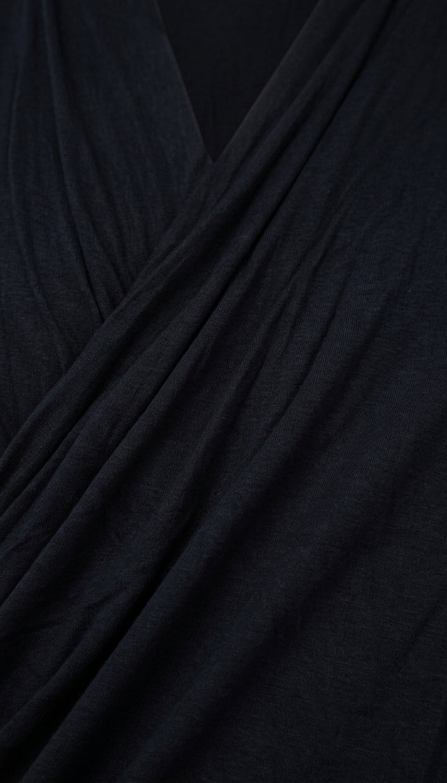 Wrap Front T-Shirt - Black - Detail
