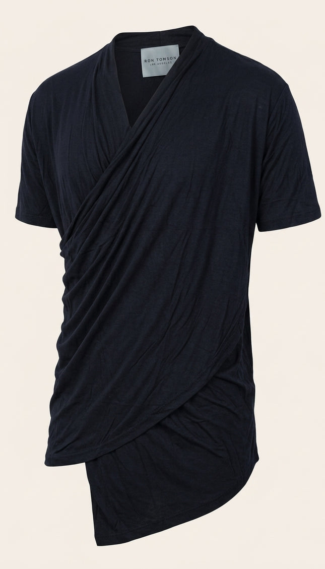 Wrap Front T-Shirt - Black - Front