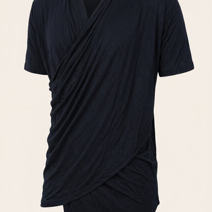 Wrap Front T-Shirt - Black - Front