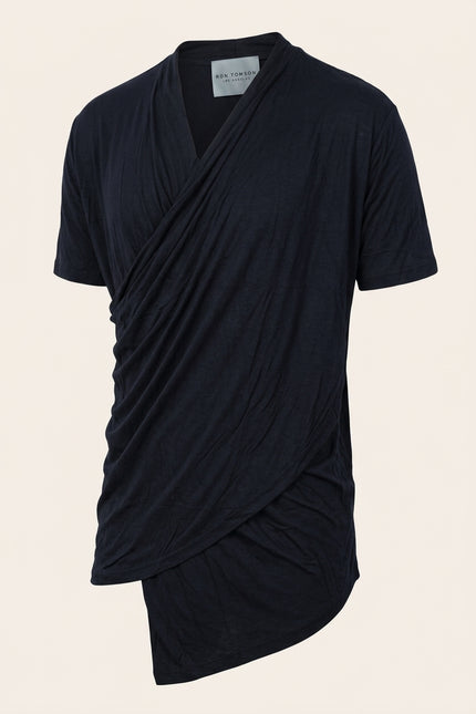 Wrap Front T-Shirt - Black - Front