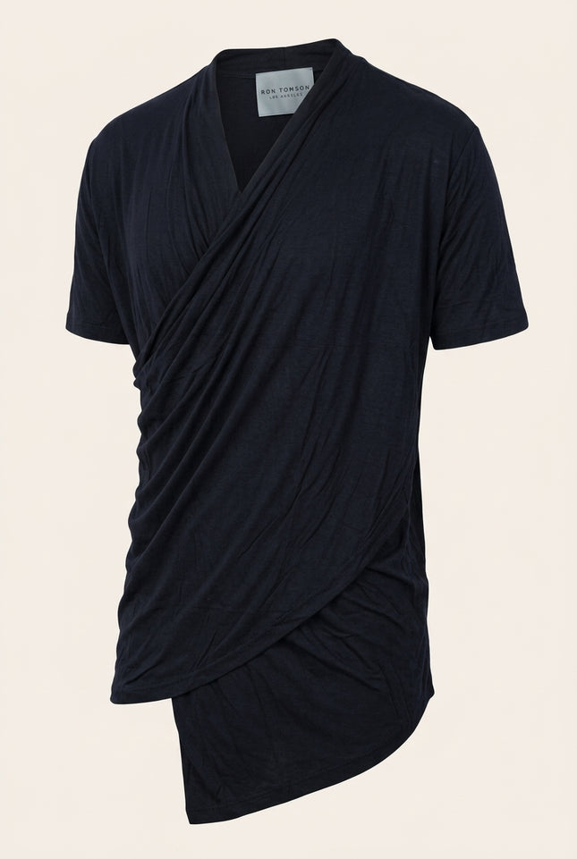 Wrap Front T-Shirt - Black - Front