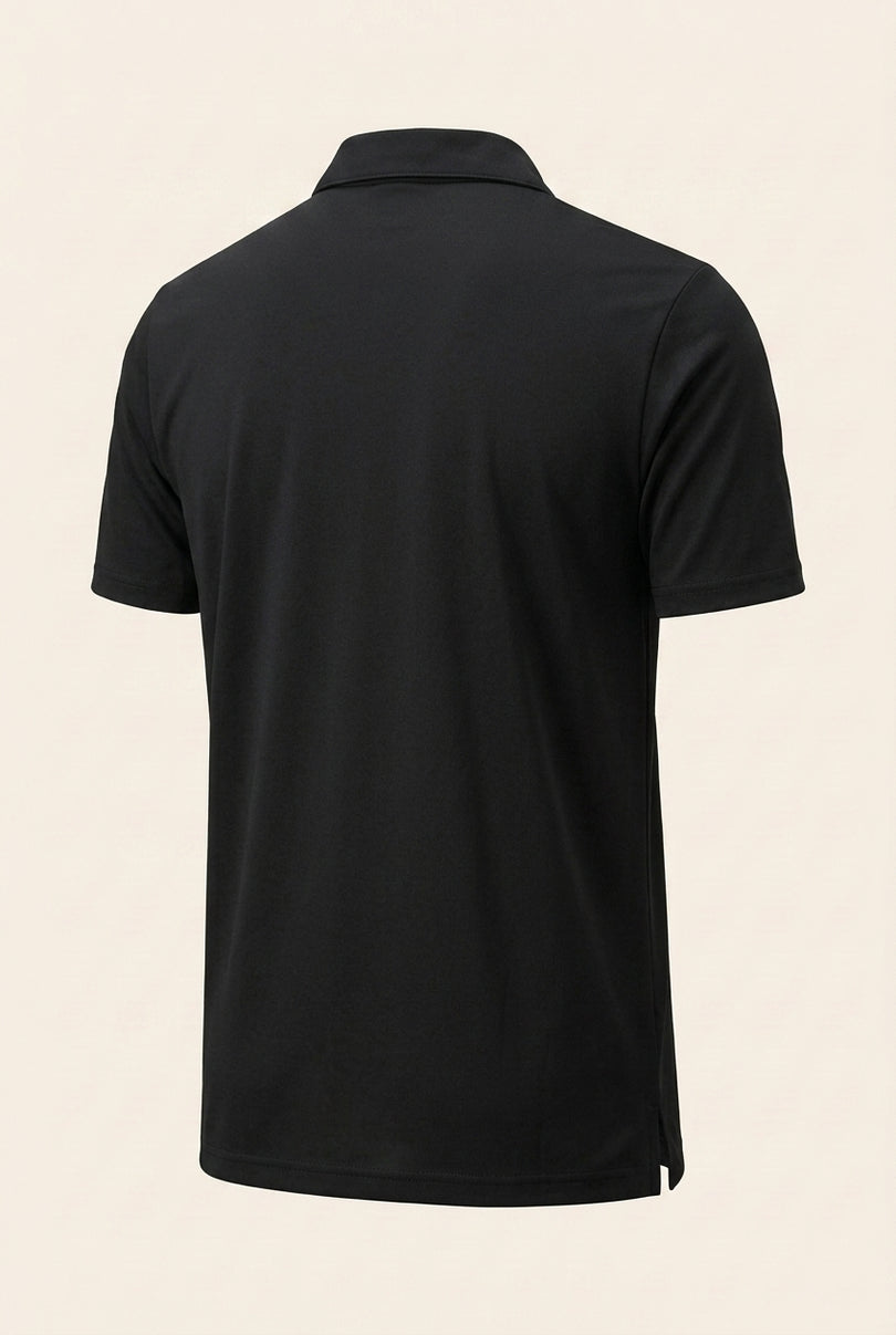 Wrinkle Free Cool Feel Polo Shirt - Black - Back
