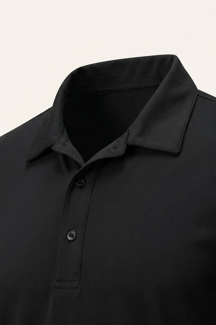 Wrinkle Free Cool Feel Polo Shirt - Black - Detail