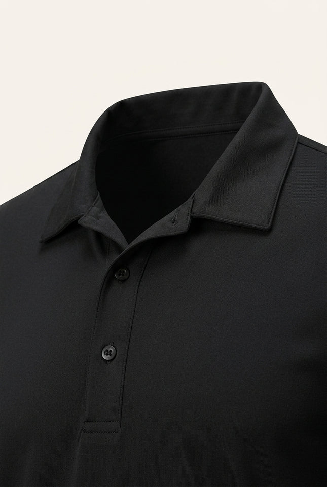 Wrinkle Free Cool Feel Polo Shirt - Black - Detail