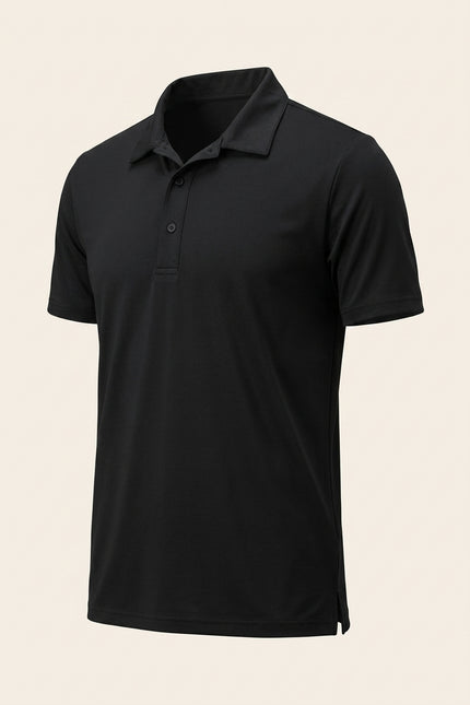 Wrinkle Free Cool Feel Polo Shirt - Black - Front