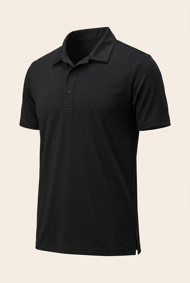 Wrinkle Free Cool Feel Polo Shirt - Black - Front