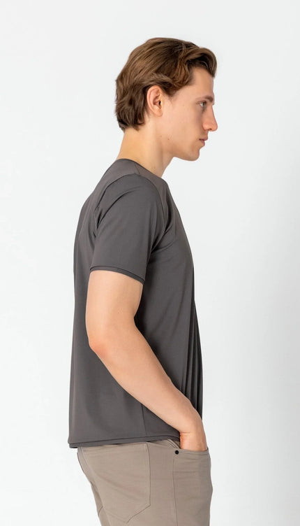 Wrinkle Free Crew Neck T-shirt - Anthracite - Ron Tomson