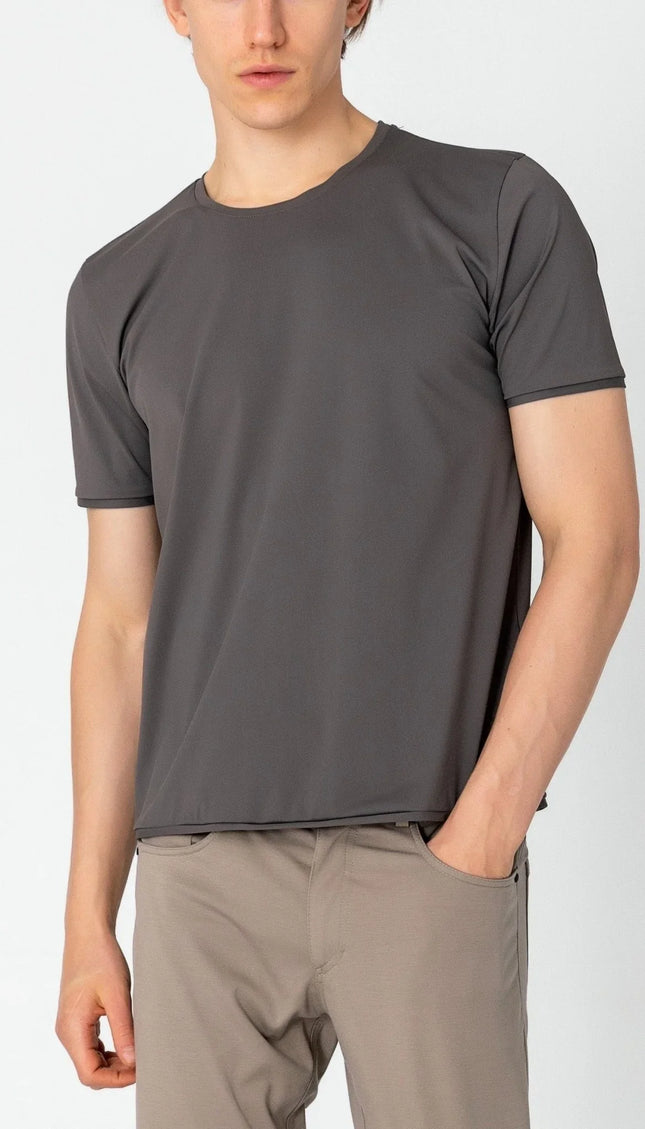 Wrinkle Free Crew Neck T-shirt - Anthracite - Ron Tomson