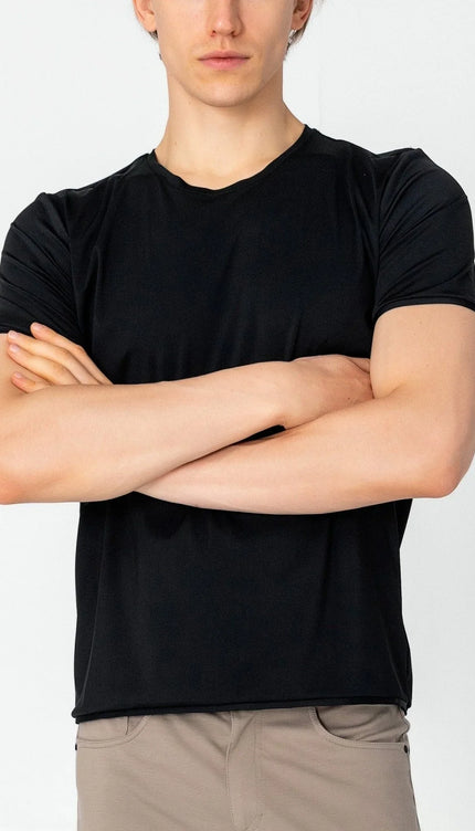 Wrinkle Free Crew Neck T-shirt - Black - Ron Tomson