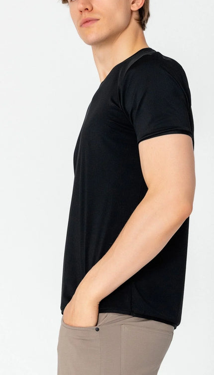 Wrinkle Free Crew Neck T-shirt - Black - Ron Tomson