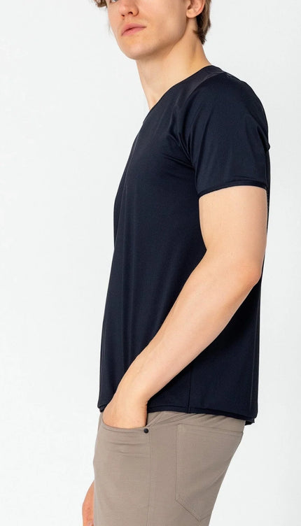 Wrinkle Free Crew Neck T-shirt - Navy - Ron Tomson