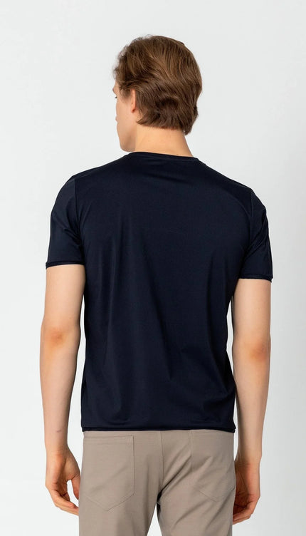 Wrinkle Free Crew Neck T-shirt - Navy - Ron Tomson