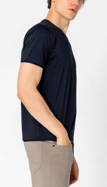 Wrinkle Free Crew Neck T-shirt - Navy - Ron Tomson