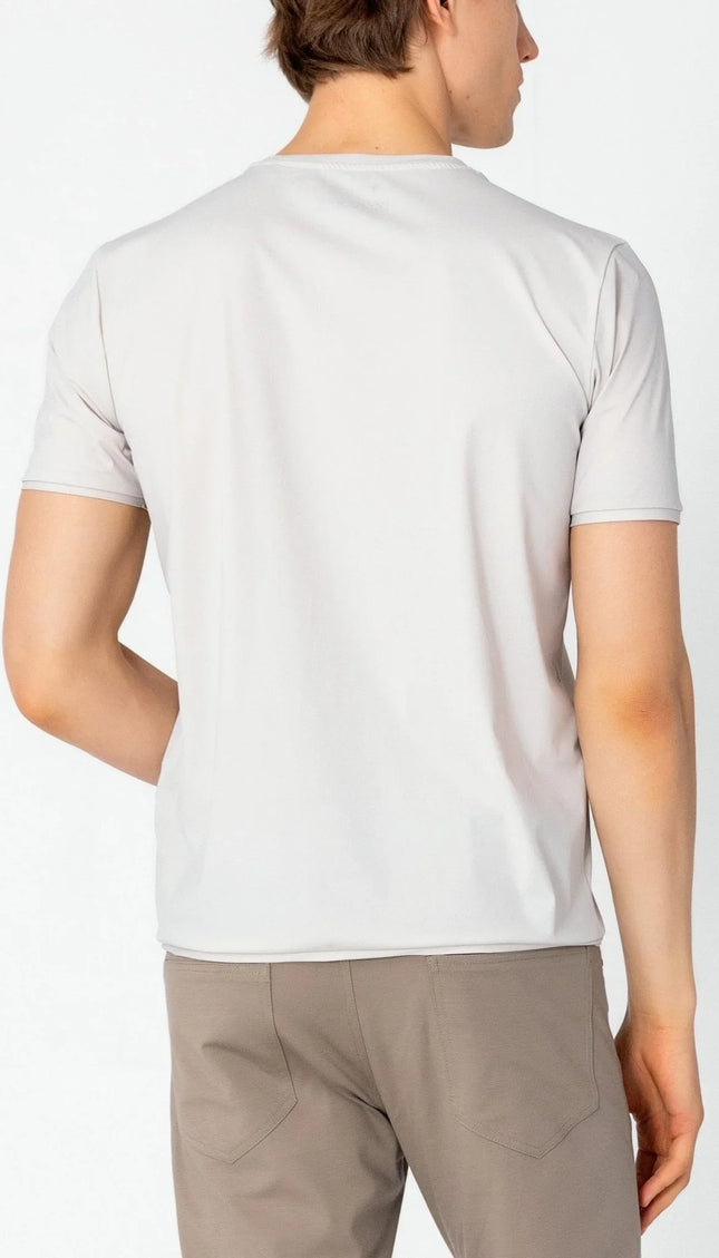 Wrinkle Free Crew Neck T-shirt - Stone - Ron Tomson