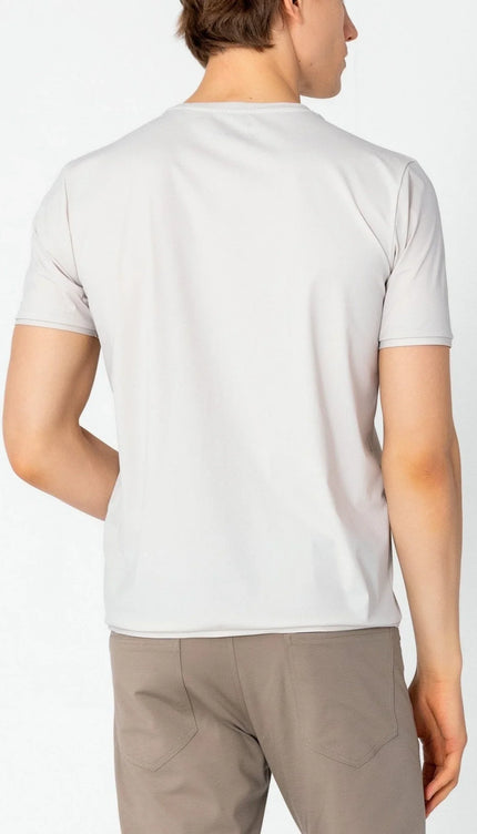Wrinkle Free Crew Neck T-shirt - Stone - Ron Tomson
