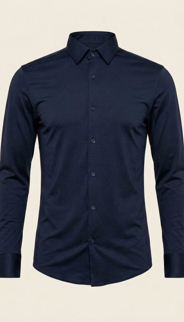 Wrinkle Free Dress Shirt - Navy - Front