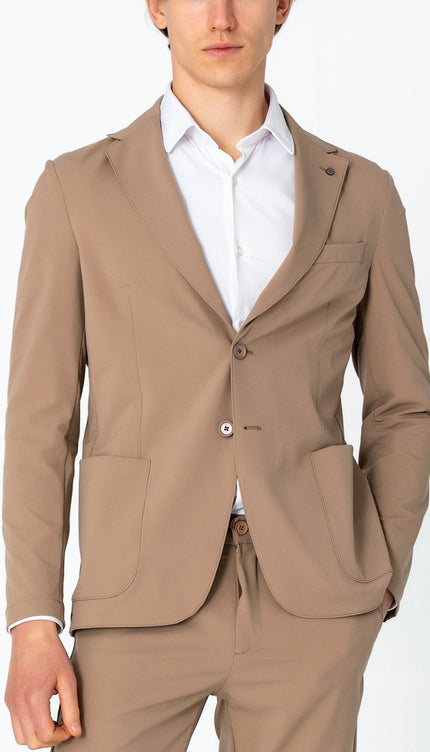 Wrinkle Free Tapered Travel Jacket - Camel - Ron Tomson