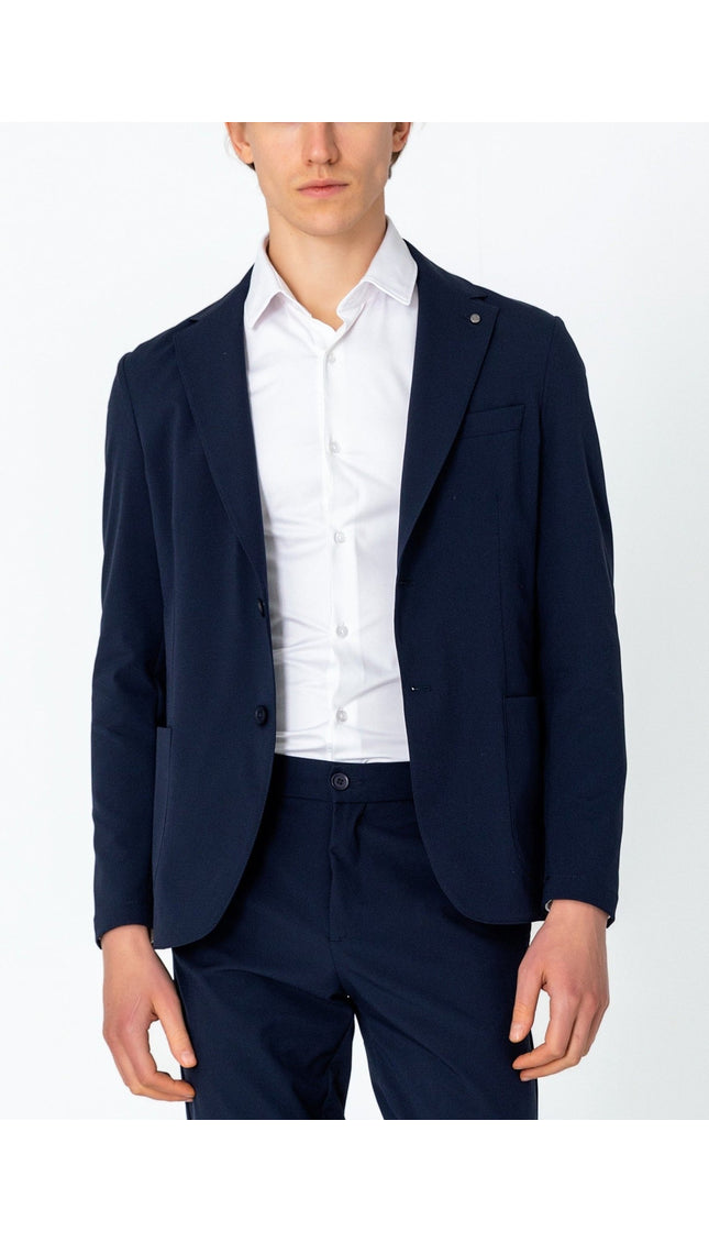 Wrinkle Free Tapered Travel Jacket - Navy - Ron Tomson