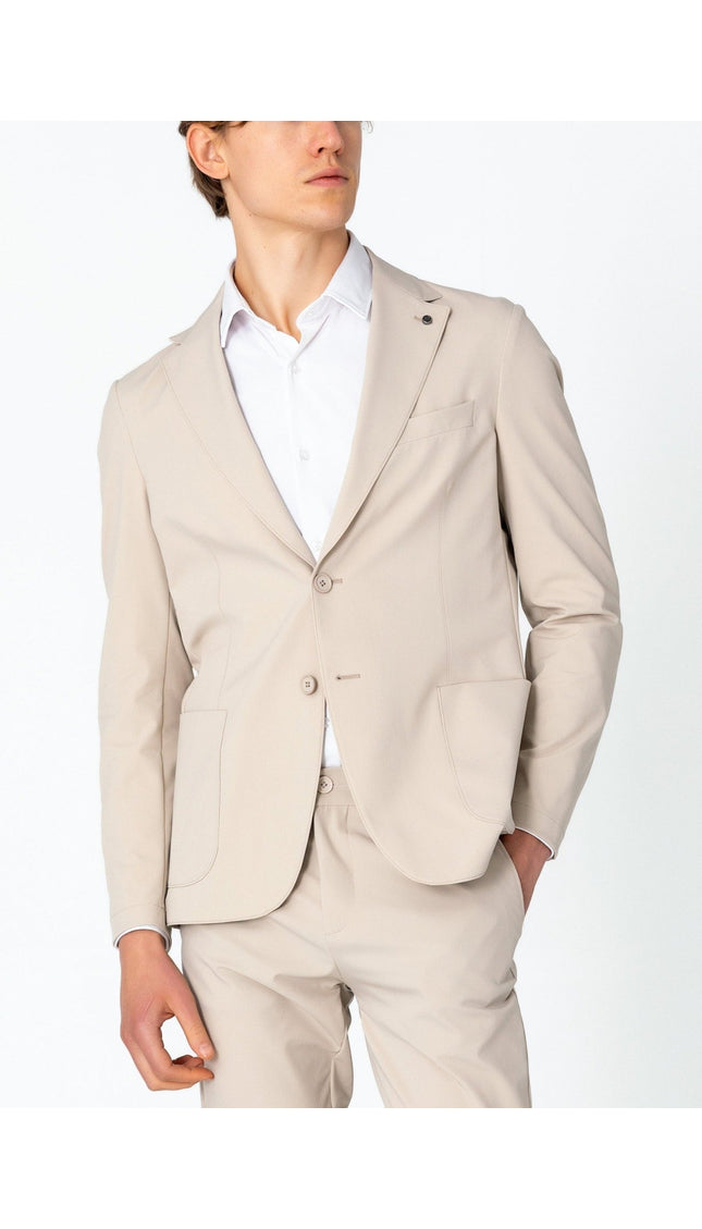 Wrinkle Free Tapered Travel Jacket - Stone - Ron Tomson