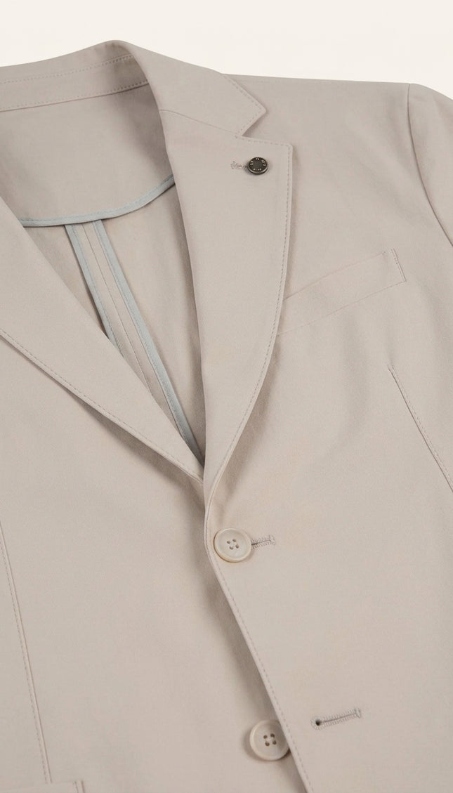Wrinkle Free Tapered Travel Jacket - Stone - Detail