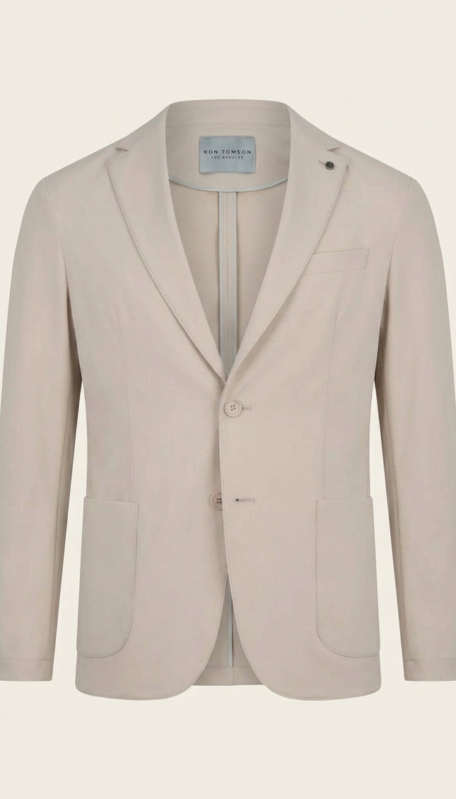 Wrinkle Free Tapered Travel Jacket - Stone - Front