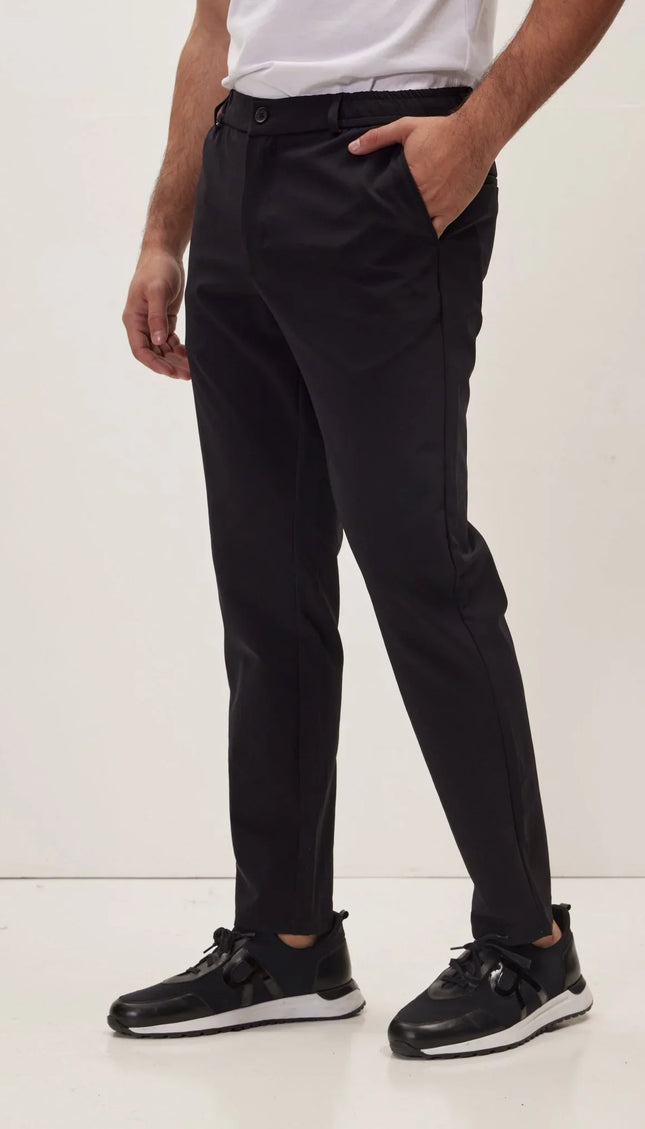 Wrinkle Free Tapered Travel Pants - Black - Ron Tomson