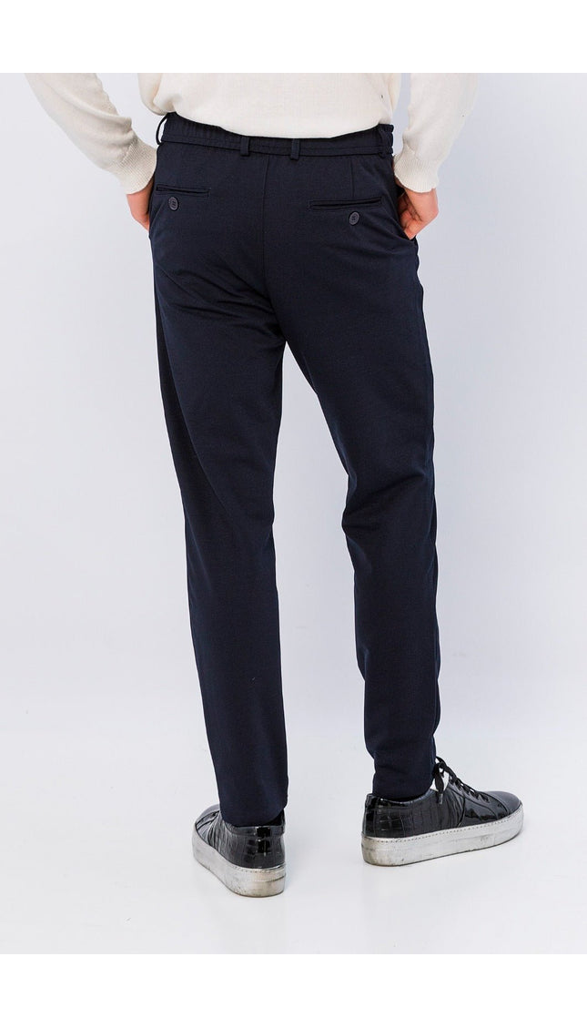 Wrinkle Free Tapered Travel Pants - Navy - Ron Tomson