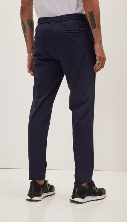 Wrinkle Free Tapered Travel Pants - Navy - Ron Tomson