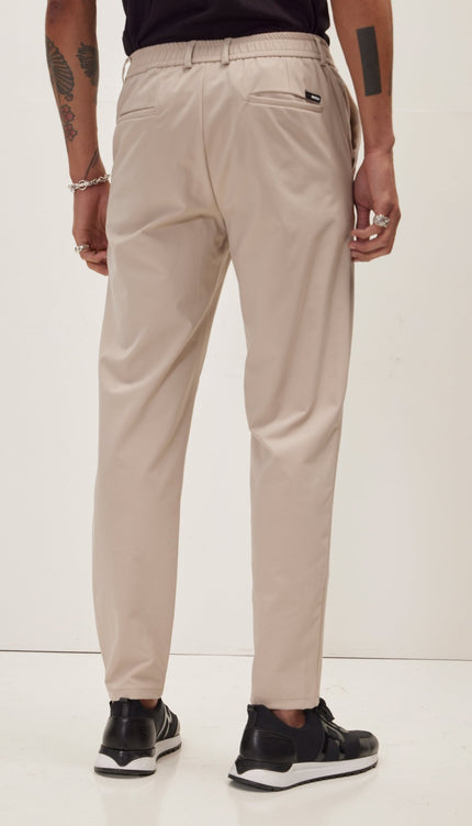 Wrinkle Free Tapered Travel Pants - Stone - Ron Tomson