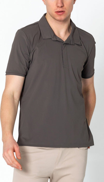 Wrinkle Free Tapered Travel Polo Shirts- Anthracite - Ron Tomson