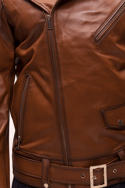 The Textbook Biker Leather Jacket - Cognac