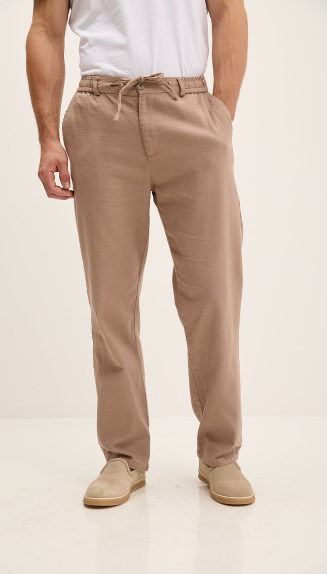 Pantalon décontracté en coton à cordon de serrage - Vizon