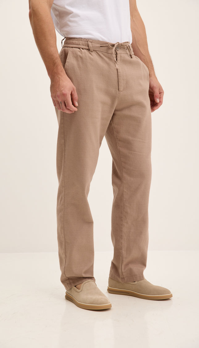 Pantalon décontracté en coton à cordon de serrage - Vizon