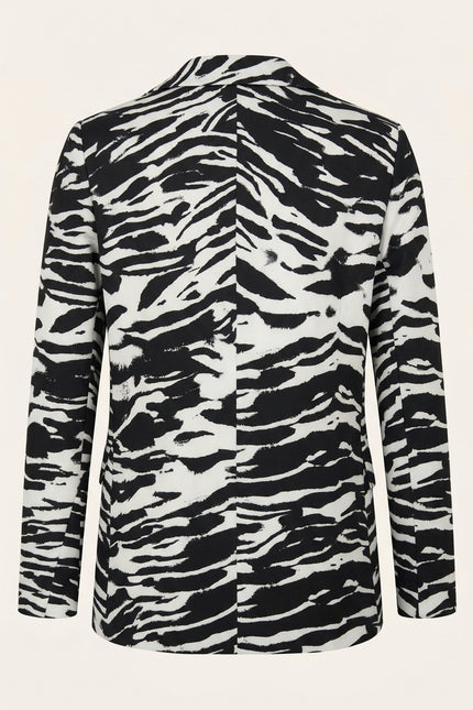 Zebra Print Suit Jacket - Black White - Back