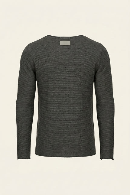 Sleeve and Body Mesh Detail Sweater - Anthracite - Back