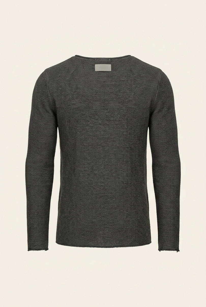 Sleeve and Body Mesh Detail Sweater - Anthracite - Back