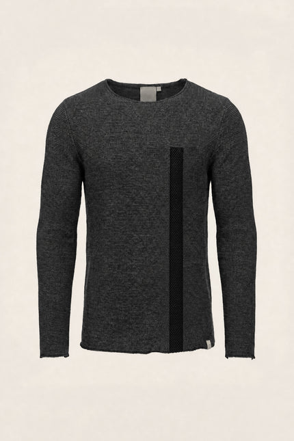 Sleeve and Body Mesh Detail Sweater - Anthracite - Front
